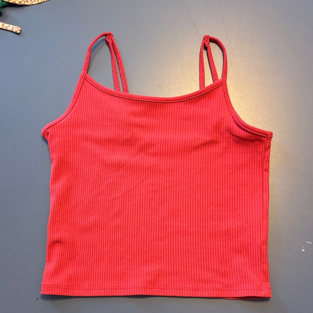 American Eagle Red Ribbed Women's Tank Top